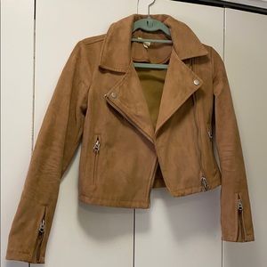 Faux suede biker jacket